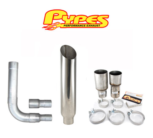 6" Miter Cut Single Stack Stainless Pypes Exhaust Kit for Chevy 2500 3500 Diesel