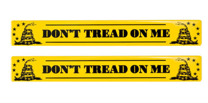 Don't Tread On Me Gadsden Flag 5 3/4" Yellow & Black Aluminum Emblems - Pair