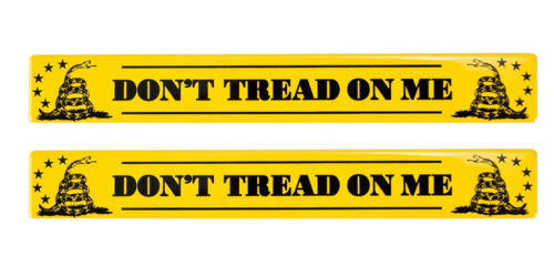 Don't Tread On Me Gadsden Flag 5 3/4" Yellow & Black Aluminum Emblems - Pair