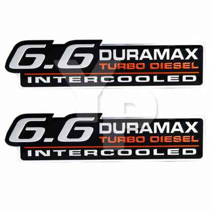 6.6L GMC Chevy Duramax DMAX 6.6 Intercooled Turbo Diesel Metal Emblems - Pair