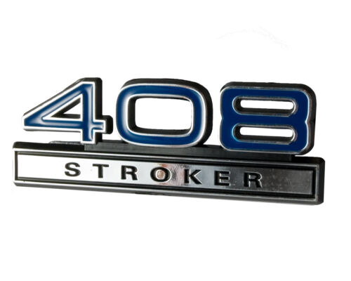 Ford Mustang Blue & Chrome 408 Stroker 4" Engine Size Emblem