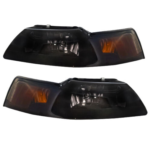 1999-2004 Mustang Ultra Smoked  Headlights w/ Xenon Bulbs - Pair