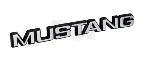 1979-1986 MUSTANG Rear Trunk Lid Emblem, Block Letters Chrome on Black 7" x .75"