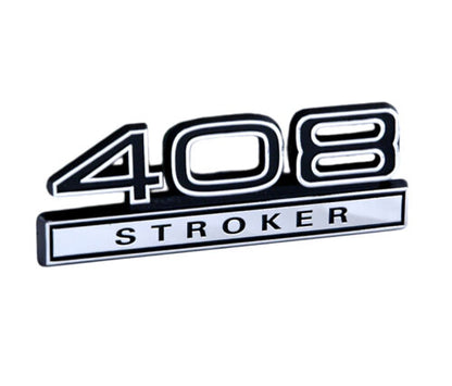 Ford Mustang Black & Chrome 408 Stroker 4" Engine Size Fender Emblem