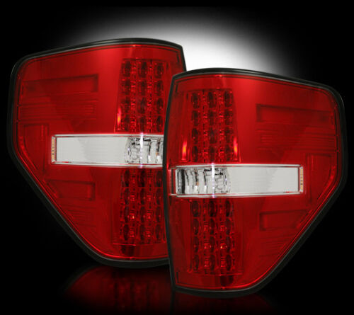 2009-2013 Ford F-150 & SVT Raptor Rear LED Tail Lights with Red Lens Finish