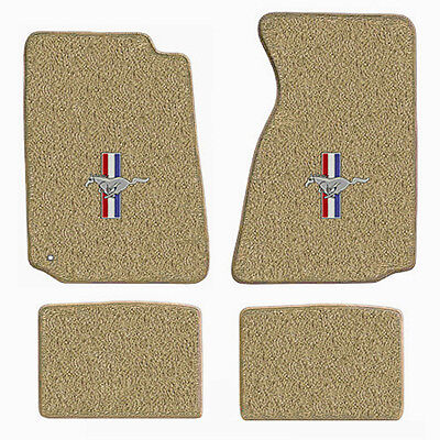 1994-2004 Mustang Lloyd Tan 4 pc Tri Bar Running Horse Front & Rear Floor Mats