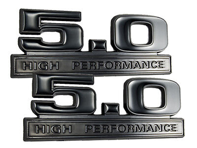 Two Tone Glossy & Matte Black 5.0 High Performance Emblems Logo Badge - Pair