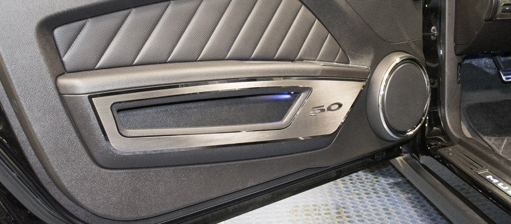 2010-2014 Ford Mustang GT 5.0 Brushed Door Guards Polished Stainless Steel Trim