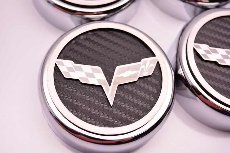 2005-2013 C6 Corvette Fluid Cap Cover Set Carbon Fiber Inlay 6 Piece Set Manual