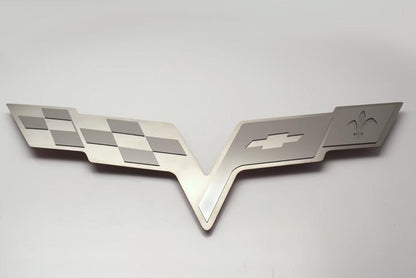 2005-2013 Chevy C6 Corvette Hood Badge for Factory Hood Pad Stainless Steel