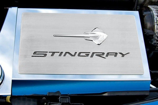 2014-2019 Chevy C7 Corvette Stingray Logo Fuse Box Cover with Carbon Fiber Inlay