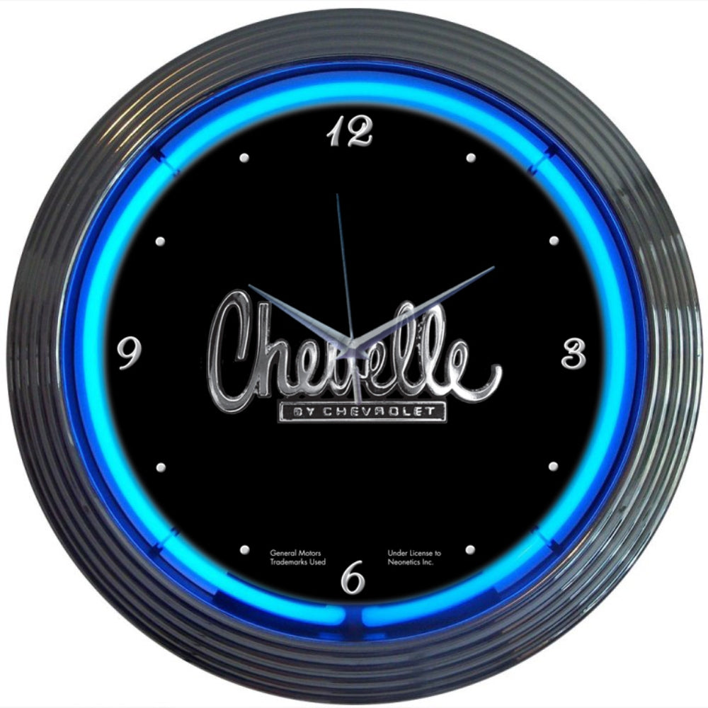 Chevrolet Chevelle Black w/ Blue Neon Light Up Garage Man Cave Wall Clock