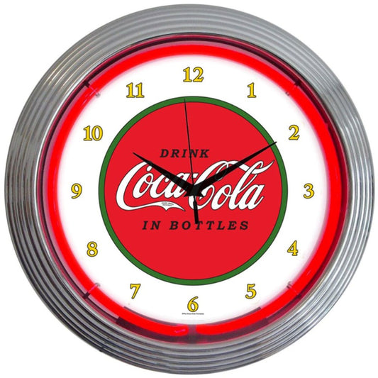 Coca Cola 1910 Vintage Retro Red Neon Light Up Garage Man Cave Wall Clock