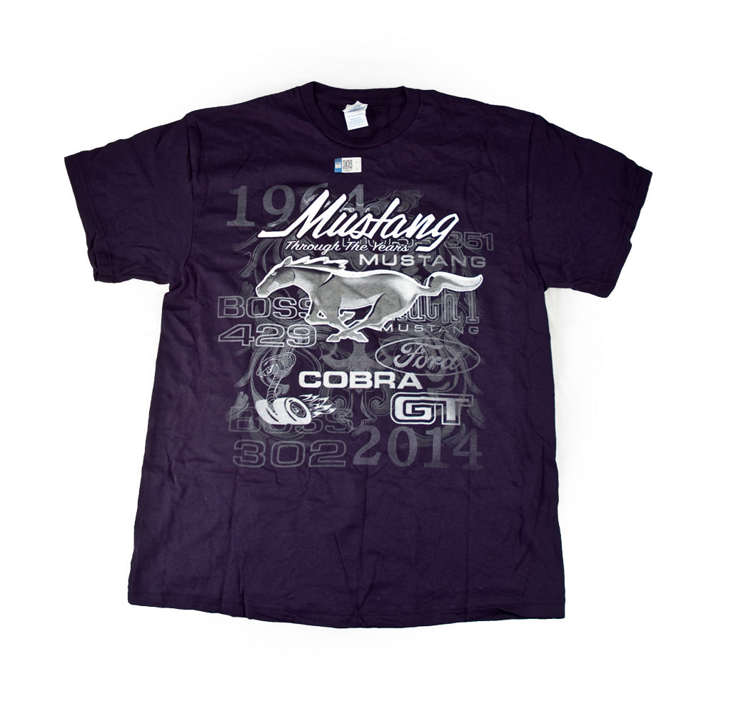 Ford Mustang GT Cobra Blue "Through the Years" 1964-2014 Tee Shirt T-Shirt