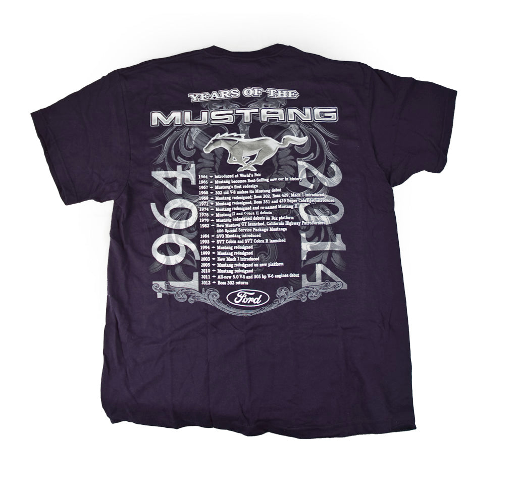 Ford Mustang GT Cobra Blue "Through the Years" 1964-2014 Tee Shirt T-Shirt