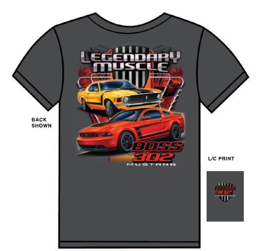 Grey Gray Legendary Muscle Boss 302 Mustang Men's T-Shirt 100% Cotton - XL