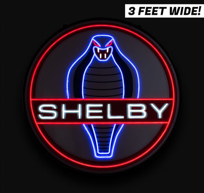 Shelby Cobra Snake 36" Round Garage Wall Light Up LED Sign