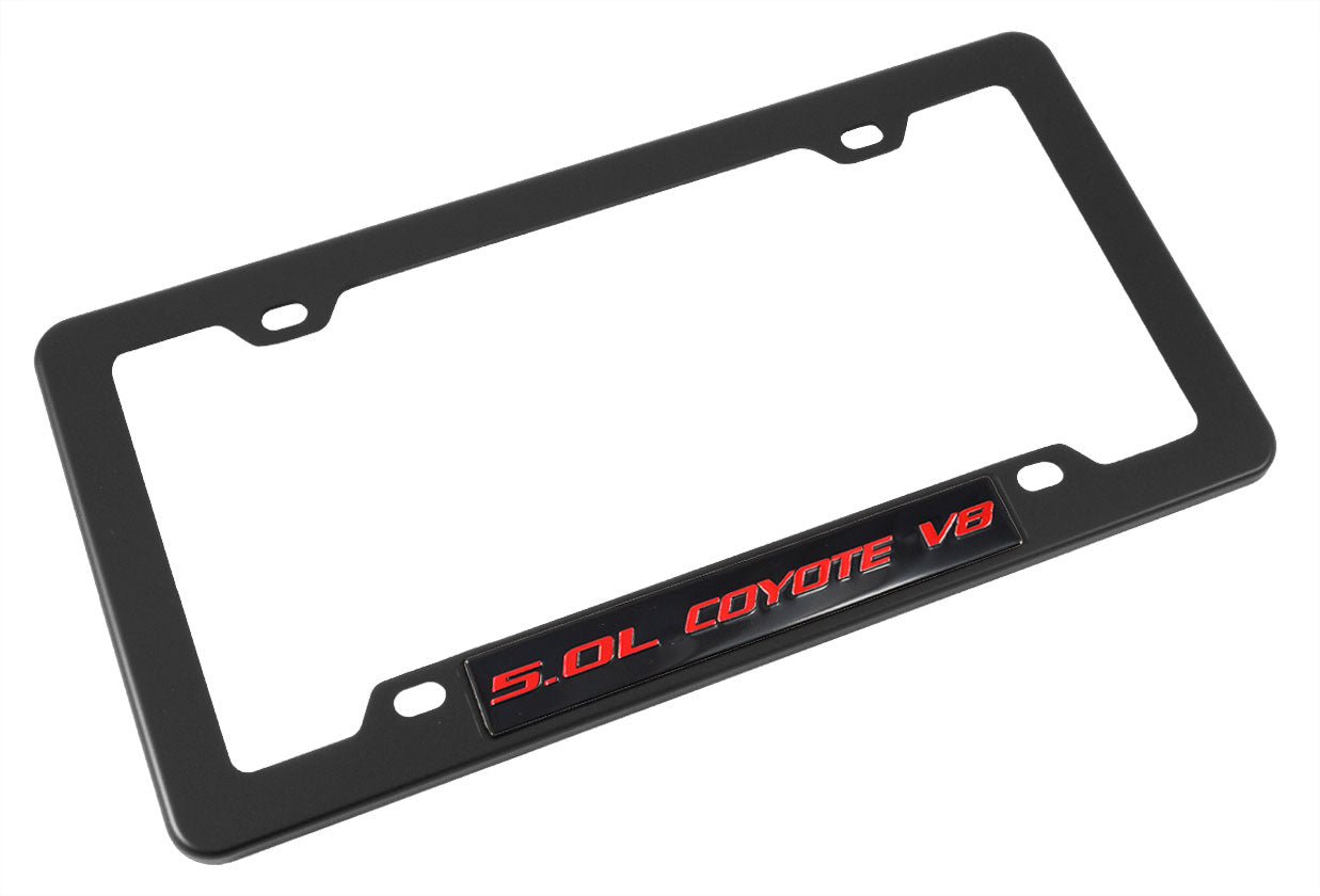 2011-2023 Ford Mustang GT & F150 5.0 Coyote V8 Emblem Black License Plate Frame