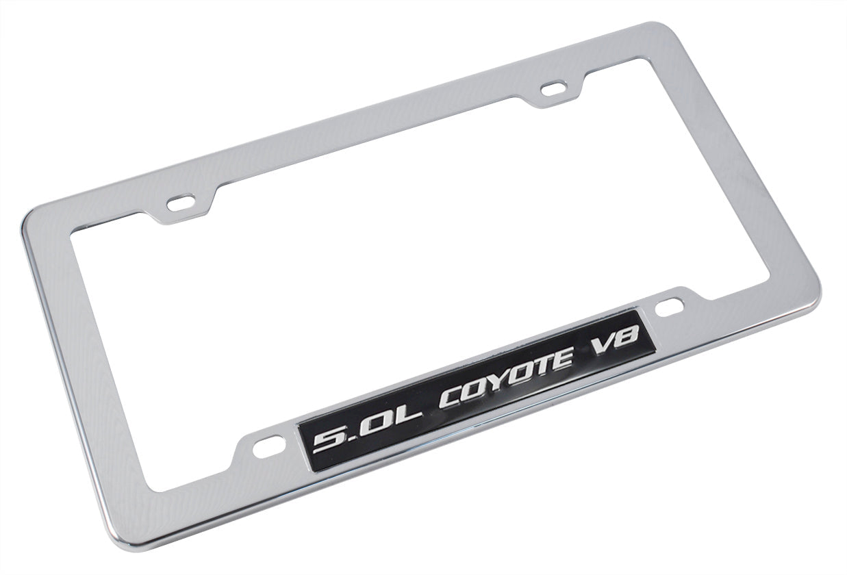 2011-2023 Ford Mustang GT & F150 5.0 Coyote V8 Emblem Chrome License Plate Frame