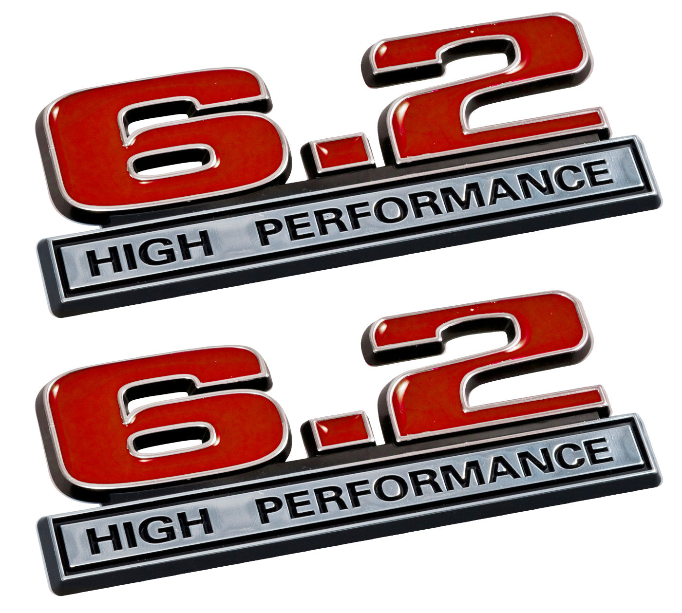 2010-2014 Ford F-150 Red & Chrome 6.2 High Performance 5" Fender Emblems Pair