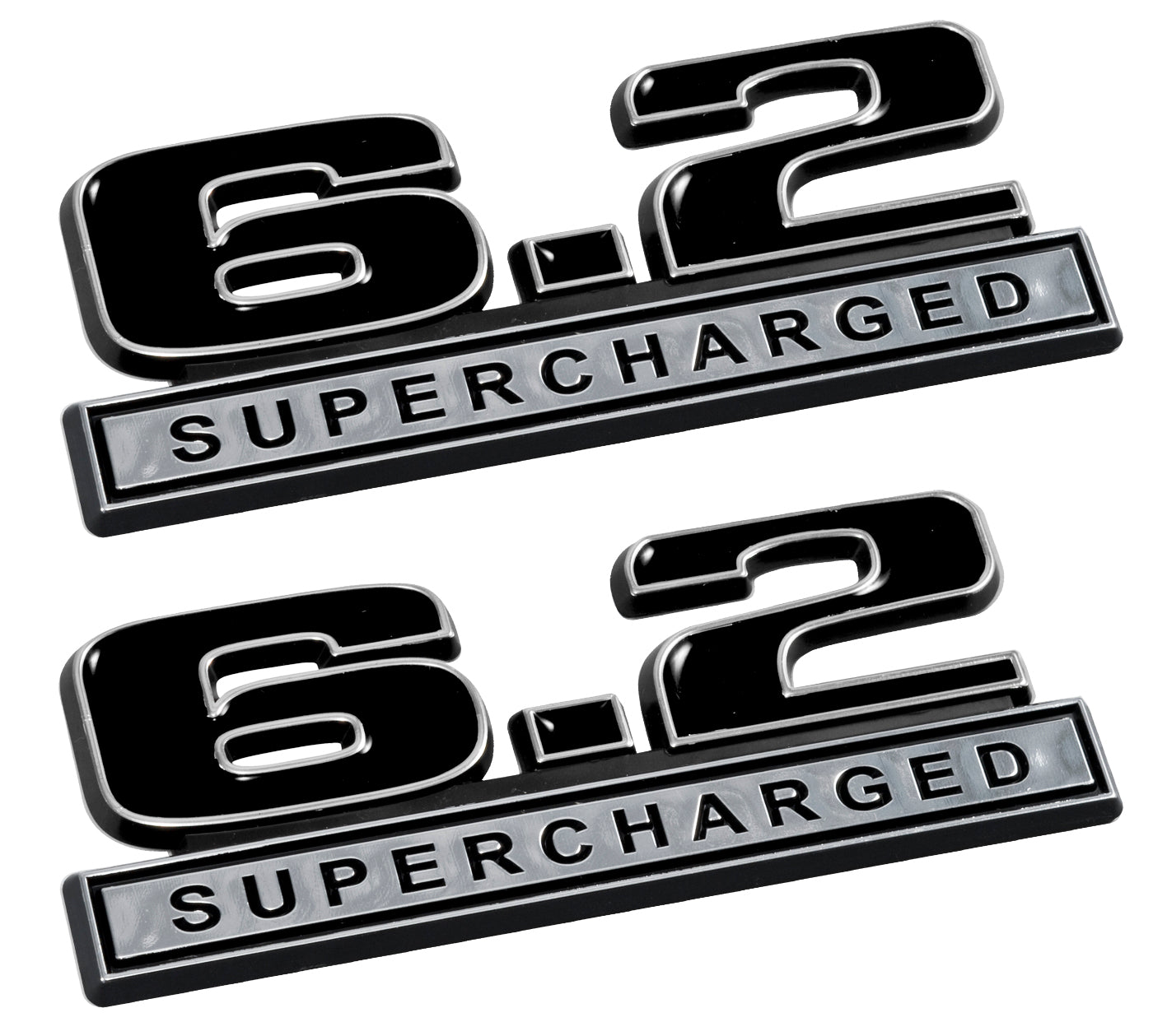 Camaro ZL1 Corvette LS3 Black & Chrome 6.2 Supercharged 5" Fender Emblems Pair