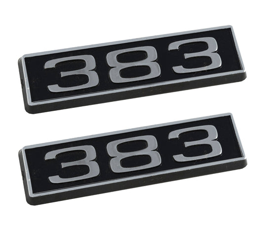 383 Stroker Ford Mustang 3.25" Engine Hood Scoop Emblems Pair Black & Chrome