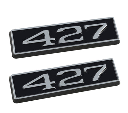 427 Ford Mustang 3.25" Engine Hood Scoop Emblems Badges Pair Black & Chrome