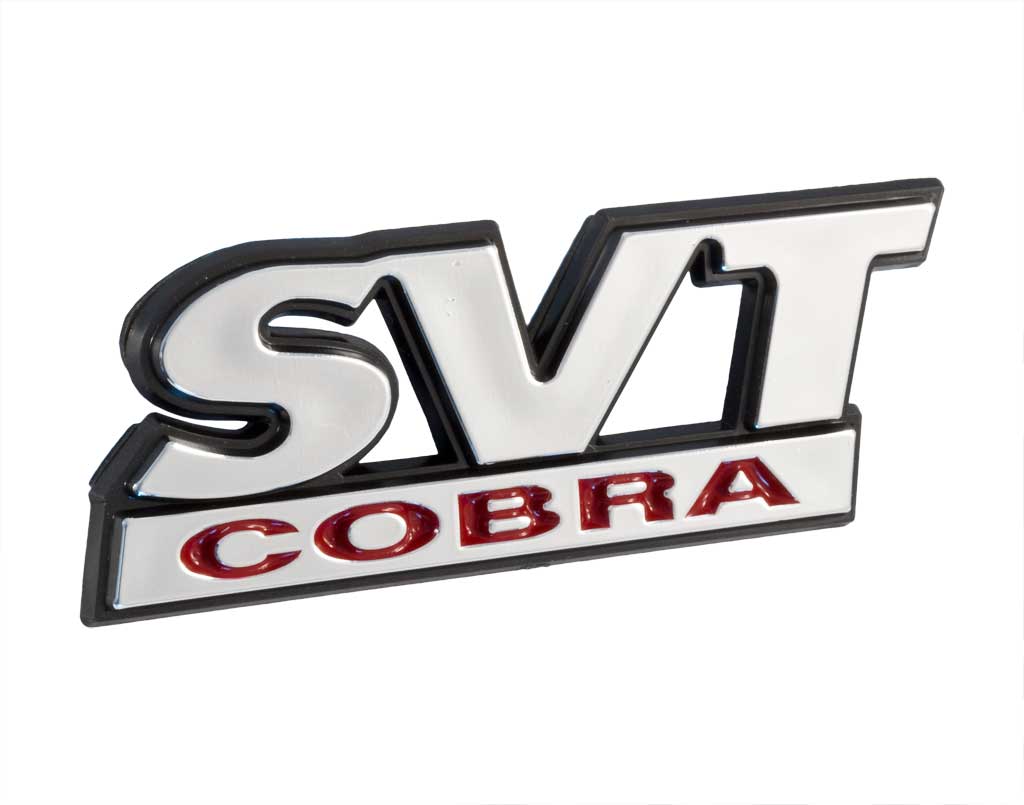 1999-2002 Ford Mustang Red & Chrome "SVT Cobra" Rear Trunk Deck Lid Emblem