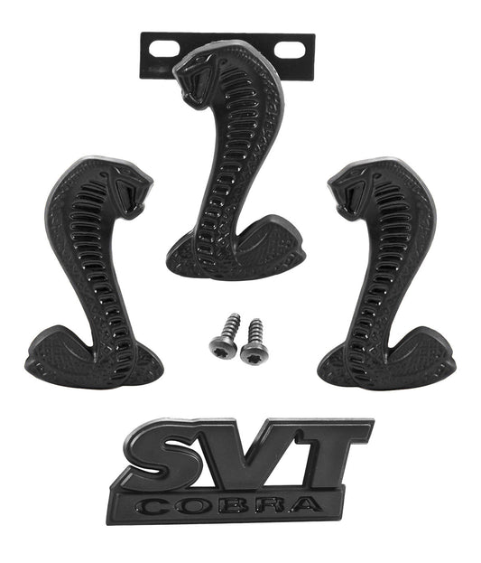 1994-2004 Mustang Cobra SVT Two-Tone Black Trunk, Grille, Fender Emblems 4pc Set