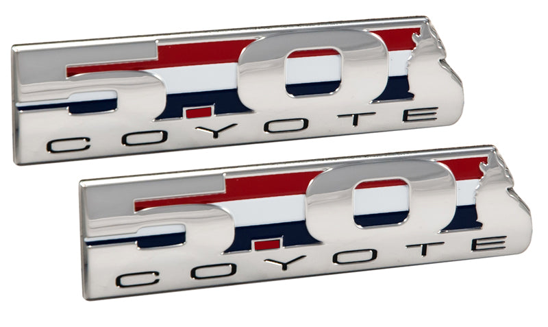 2011-17 F-150 Mustang GT 5.0 Coyote Emblems Chrome Blue White Red - 5.5' Long PR