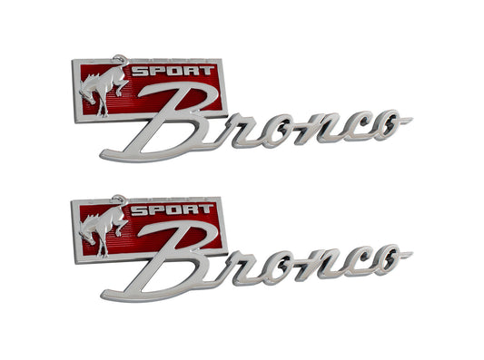 2021-2024 Ford Bronco OEM M-1447-BSPRT 9" Bronco Sport Silver & Red Script Fender Emblems Pair
