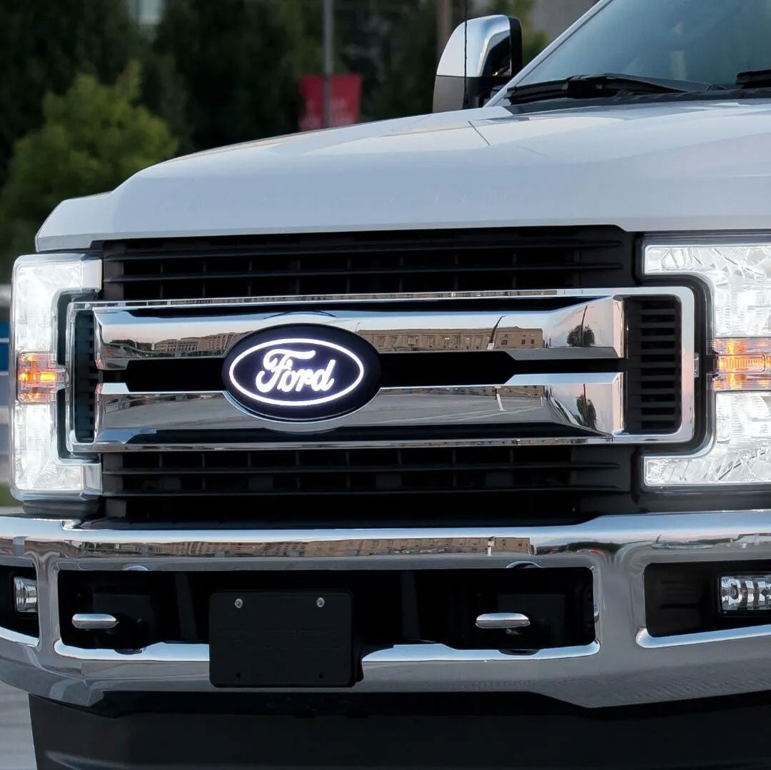 2021-2024 Ford Super Duty w/o Camera Front Grille Light Up LED Emblem - Fits w/ Halogen Headlights