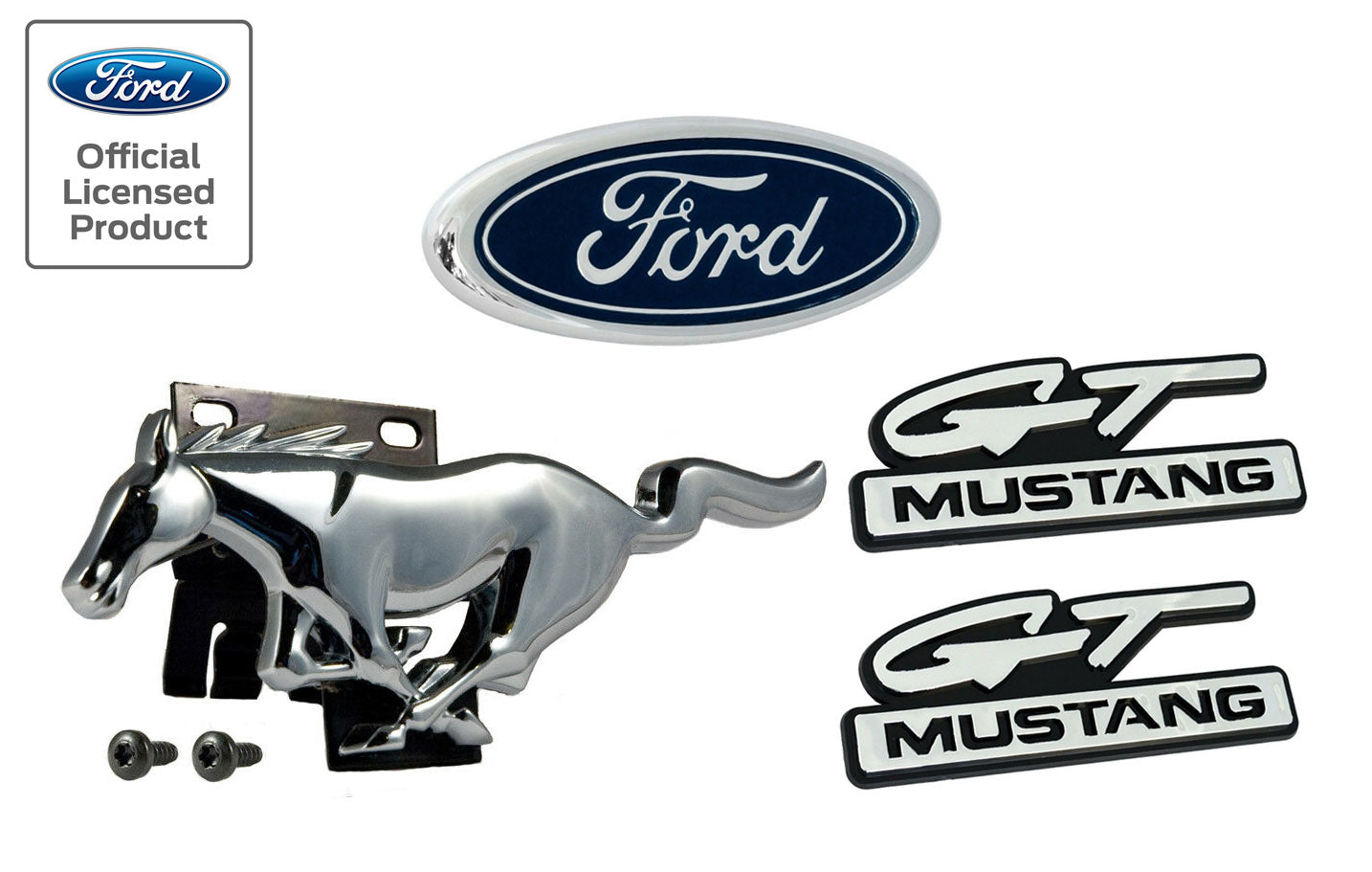 1994-1995 Ford Mustang GT Fender Side Emblems – Two-Tone Gloss & Matte Black (Pair)