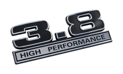3.8 3.8L High Performance V6 Black & Chrome 3D Stick On Embossed Emblem