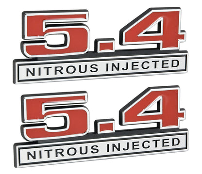 Ford Mustang Shelby GT500 5.4 Nitrous Injected 5" Red & Chrome Emblems - Pair
