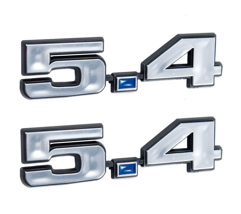 Ford Mustang 5.4 331 Stroker Engine Emblems Chrome & Blue 4.75" x 1.25" - Pair