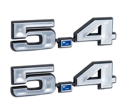 Ford Mustang 5.4 331 Stroker Engine Emblems Chrome & Blue 4.75" x 1.25" - Pair