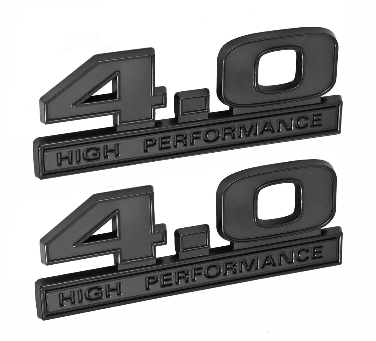 Ford Mustang Black 4.0 High Performance Fender Emblems Badges 5" x 1.75" - Pair