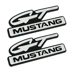 1994-1995 Mustang GT Chrome & Black Fender Side Emblems Badges Pair LH RH