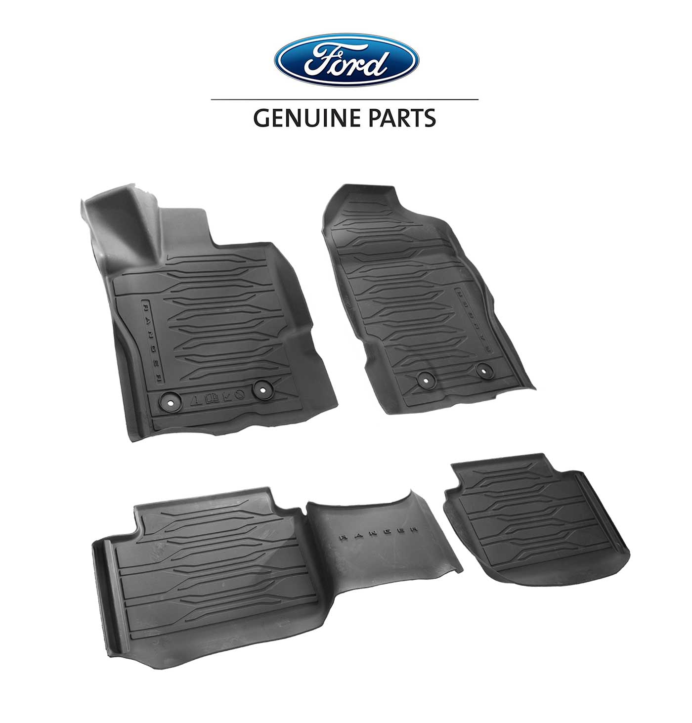 2019-2020 Ford Ranger Super Crew OEM KB3Z-2613300-AA 4pc Rubber Floor Mat Liners