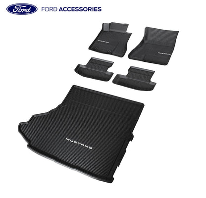 2024 Mustang w/ Sub Genuine Ford OEM Rubber Front & Rear Floor Mat Liners - 5pc Set