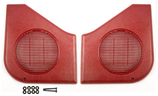 1987-1993 Ford Mustang or Cobra Door Speaker Grills & Screws - Scarlett Dark Red