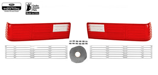 1987-1993 Mustang GT Taillight Lenses w/ Sealer, Clips, & Paint Mask