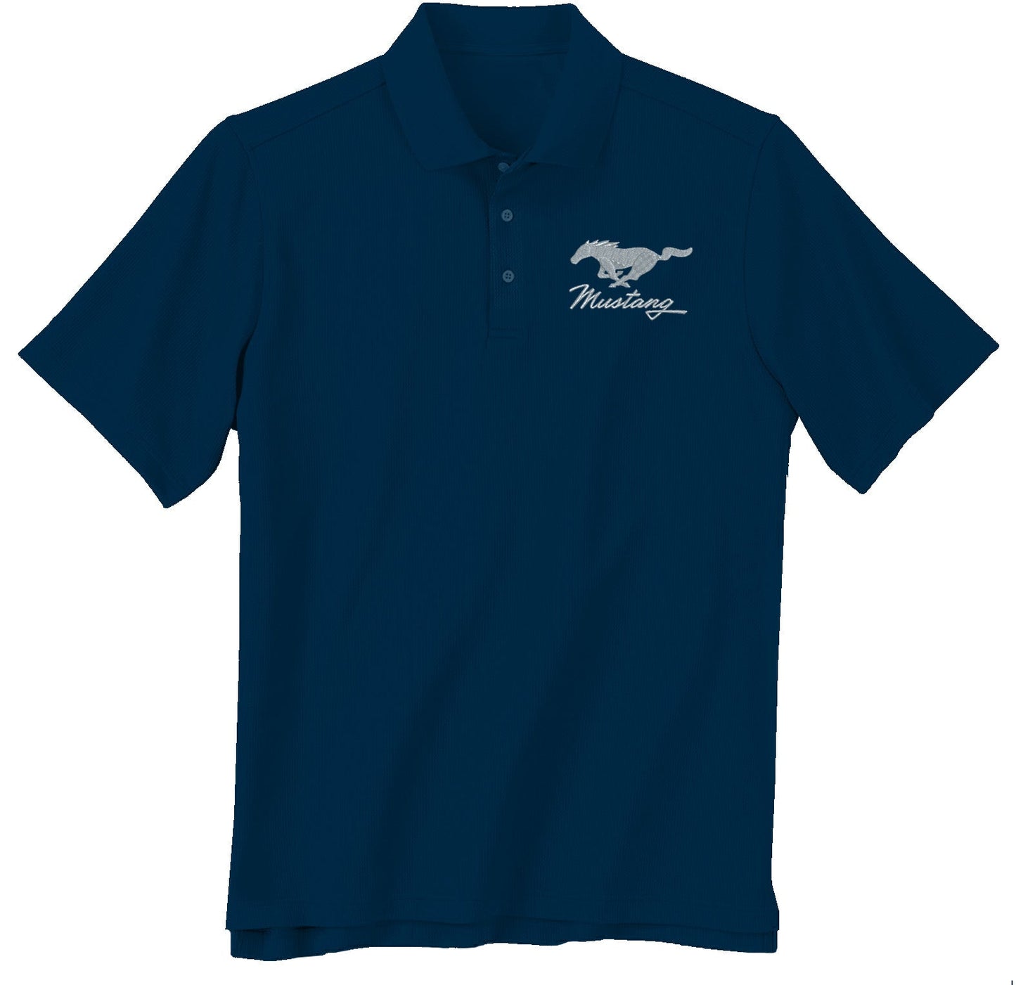 Ford Mustang Running Horse Pony Blue Polo Collared Shirt 100% Polyester - 2X