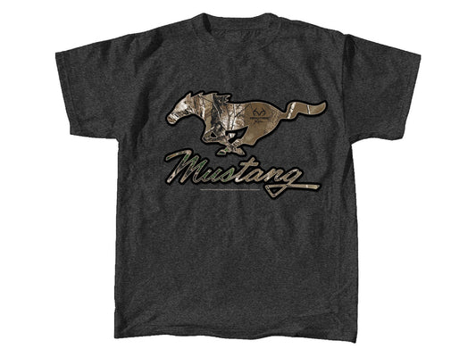 Ford Mustang Realtree Camo Running Horse Pony Gray Graphic T-Shirt - 2X XXL 2XL