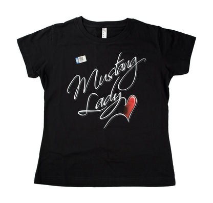 Ford "Mustang Lady" w/ Heart Black Graphic Women's T-Shirt Shirt - Small