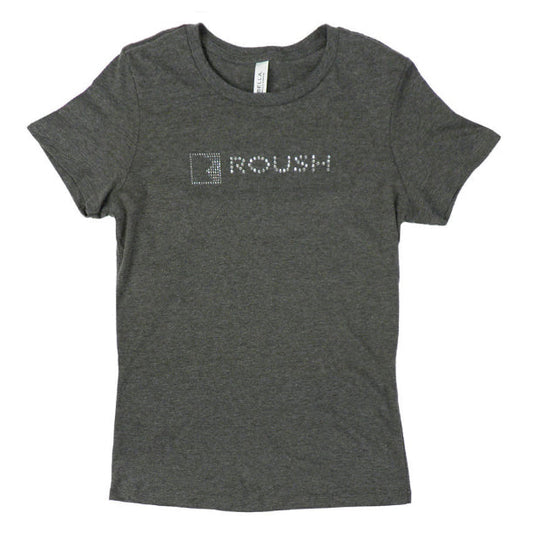 Women's Roush Performance Bling Rhinestone Logo Tee Shirt T-Shirt Gray Large