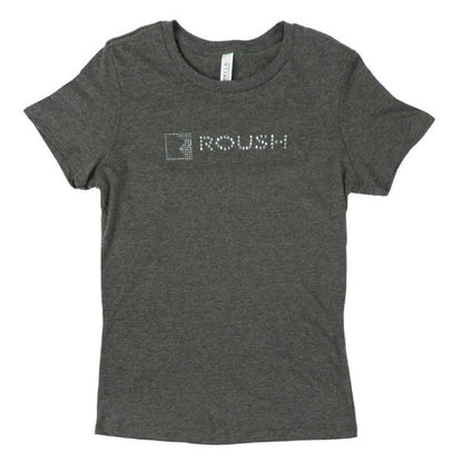 Women's Roush Performance Bling Rhinestone Logo Tee Shirt T-Shirt Gray Medium