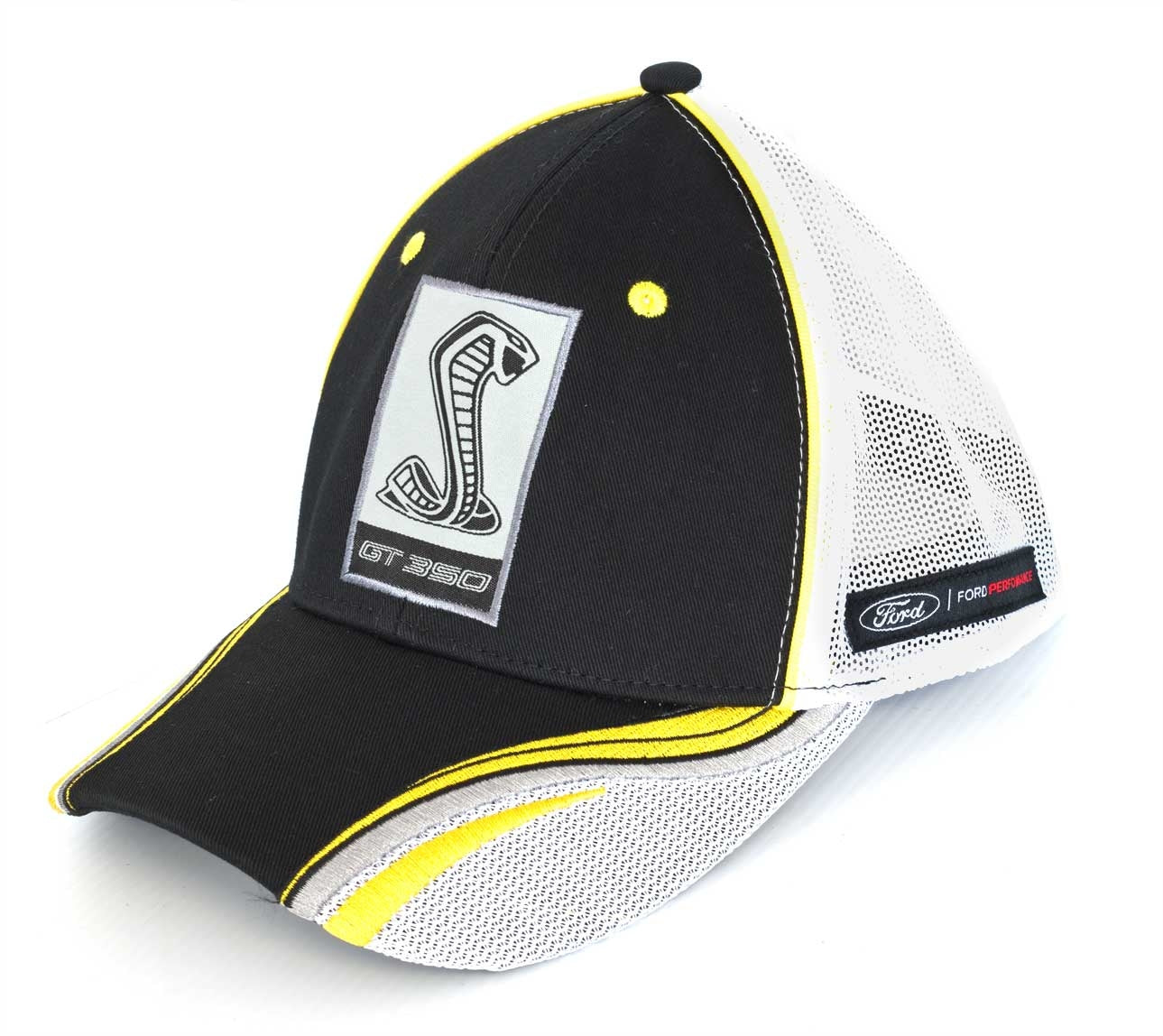 Ford Mustang Shelby GT350 Embroidered Black & Yellow Adjustable Baseball Hat Cap