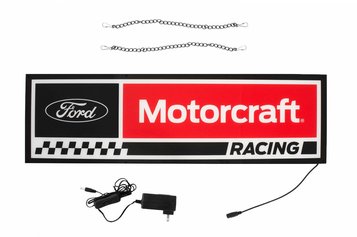 Ford Motorcraft Racing Slim LED Light Up Garage Man Cave Wall Sign 29" x 10"